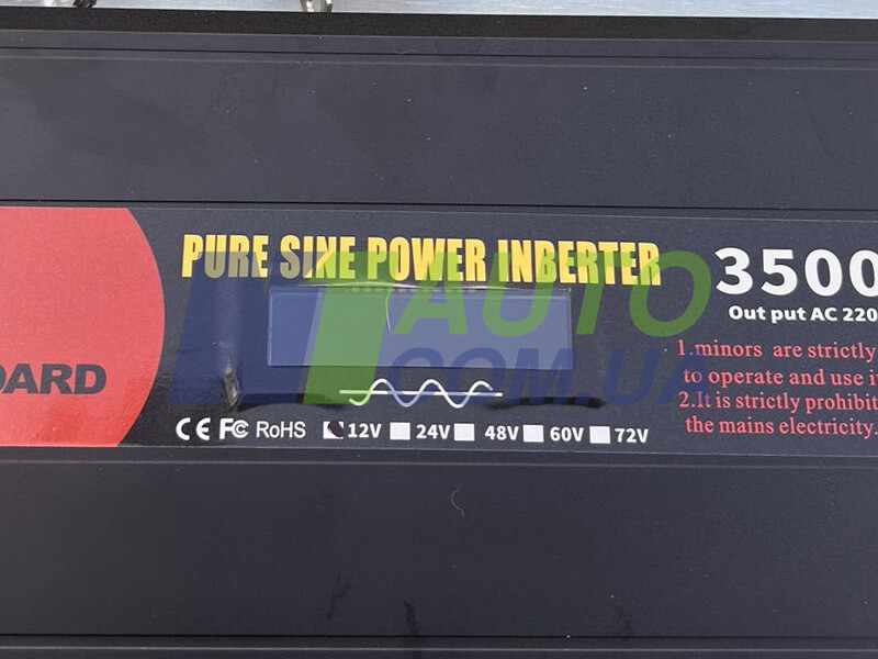 Инвертор 3500W 12V ЗЗ Power, чистый синус, дисплей, защита от