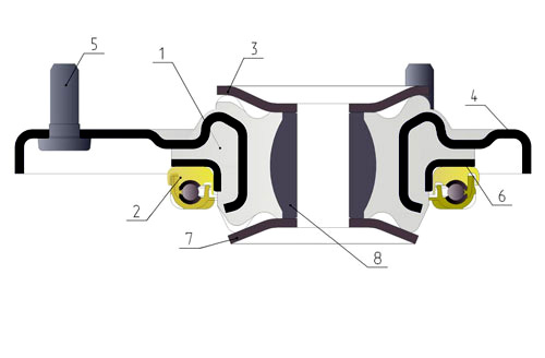Схема опоры ТМ АСОМИ в разрезе для автомобилей Lada Priora