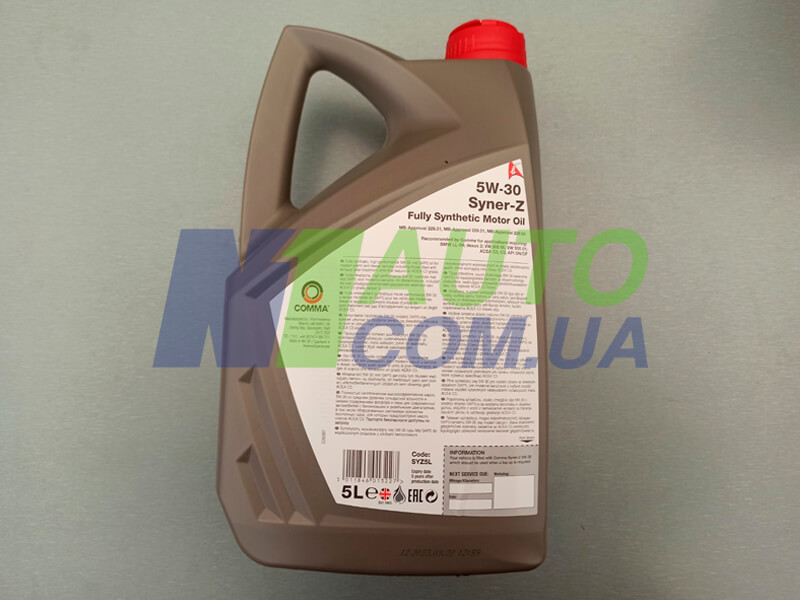 Моторное синтетическое масло COMMA SYNER-Z 5W-30 5L